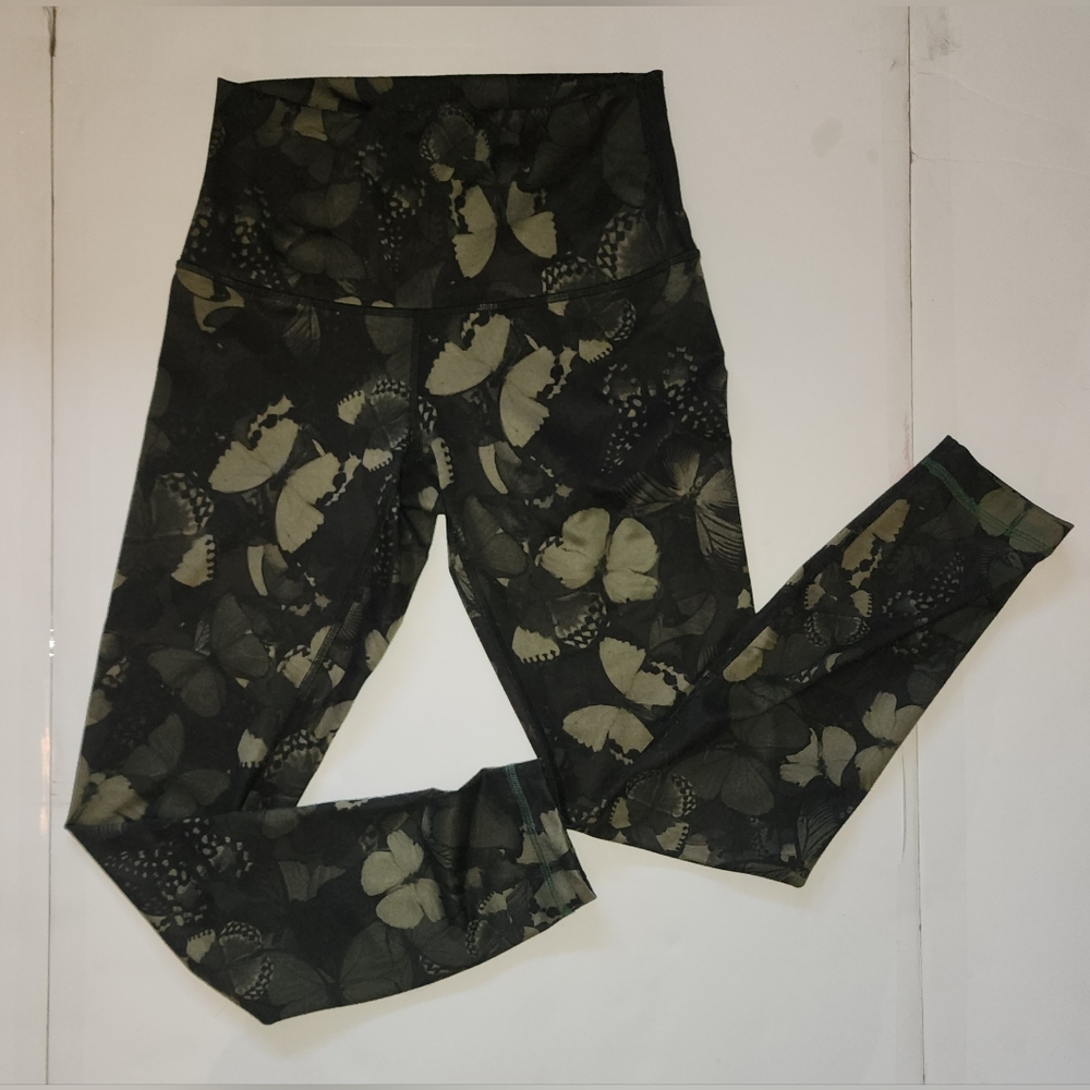 Lululemon Hi-Rise Wunder Legging Green Butterfly Size 8
